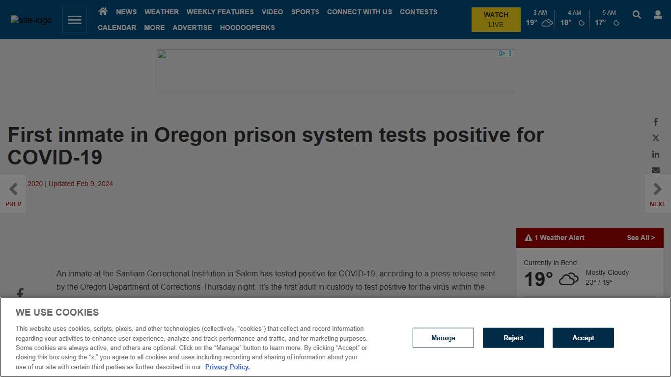 First inmate in Oregon prison system tests positive for COVID-19 Covid-19 centraloregondaily.com